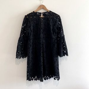 Black Lace Belle Sleeve Dress